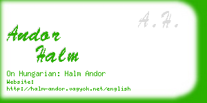 andor halm business card